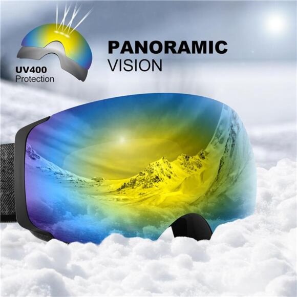 Magnetic Ski Goggles Interchangeable Lens Frameless Snow Snowboard Goggles Men W - Picture 6 of 7